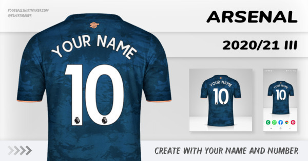 create Arsenal shirt 2020/21 III with your name and number letters numbers font ttf nameset avatar wallpaper custom personalized