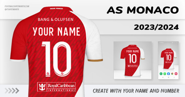 create As Monaco jersey 2023/2024 with your name and number letters numbers font ttf nameset avatar wallpaper custom personalized