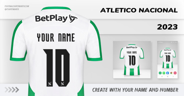 create Atletico Nacional shirt 2023 with your name and number letters numbers font ttf nameset avatar wallpaper custom personalized