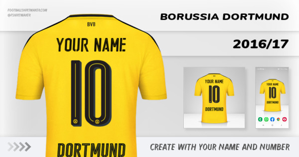 create Borussia Dortmund jersey 2016/17 with your name and number letters numbers font ttf nameset avatar wallpaper custom personalized