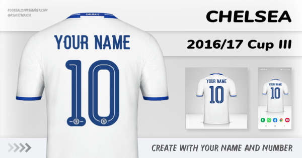 create Chelsea jersey 2016/17 Cup III with your name and number letters numbers font ttf nameset avatar wallpaper custom personalized