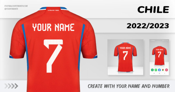create Chile shirt 2022/2023 with your name and number letters numbers font ttf nameset avatar wallpaper custom personalized
