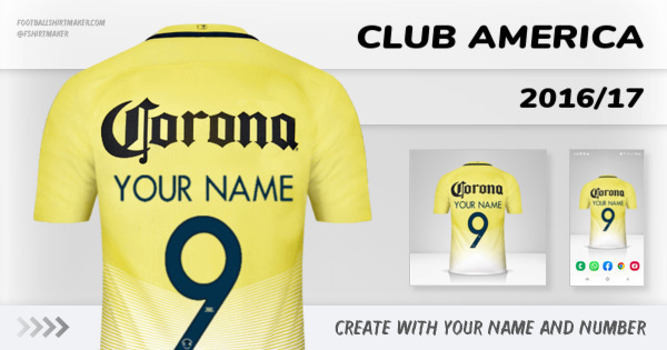 Create custom Club America jersey 2016/17 with your name