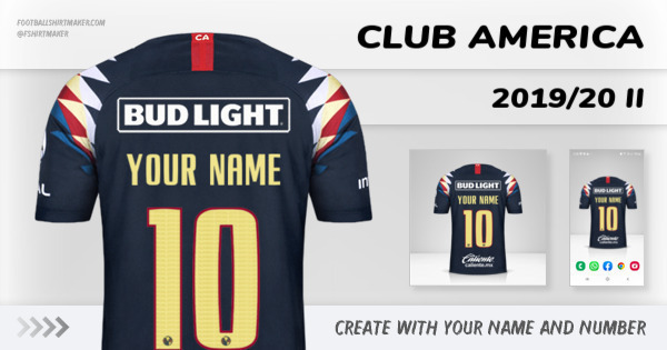 create Club America shirt 2019/20 II with your name and number letters numbers font ttf nameset avatar wallpaper custom personalized