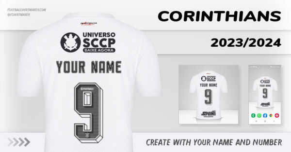create Corinthians jersey 2023/2024 with your name and number letters numbers font ttf nameset avatar wallpaper custom personalized