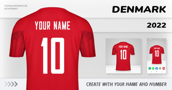 create Denmark jersey 2022 with your name and number letters numbers font ttf nameset avatar wallpaper custom personalized