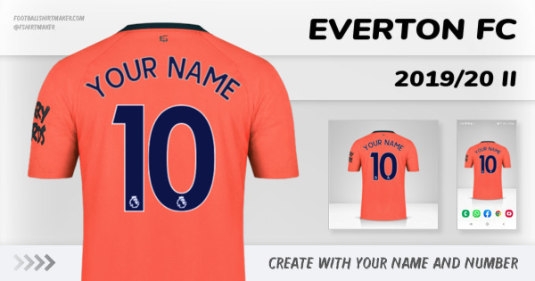 create Everton FC shirt 2019/20 II with your name and number letters numbers font ttf nameset avatar wallpaper custom personalized