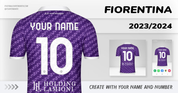 create Fiorentina jersey 2023/2024 with your name and number letters numbers font ttf nameset avatar wallpaper custom personalized