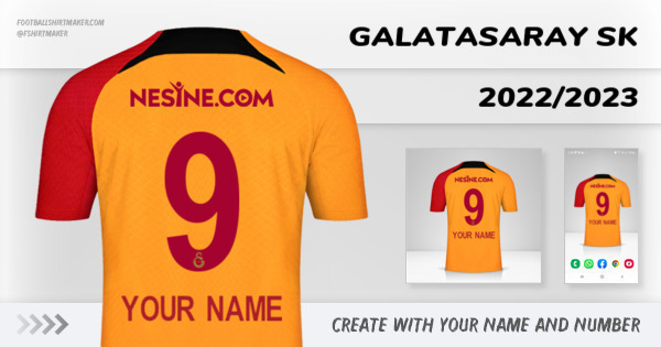 Galatasaray Sk 20222023 Shirt Create Shirt With Your Name And Number