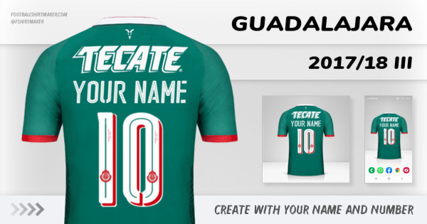create Guadalajara shirt 2017/18 III with your name and number letters numbers font ttf nameset avatar wallpaper custom personalized