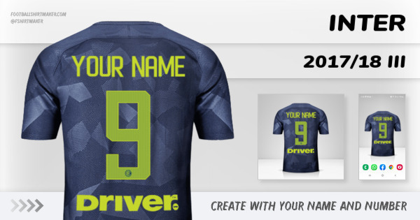 create Inter jersey 2017/18 III with your name and number letters numbers font ttf nameset avatar wallpaper custom personalized