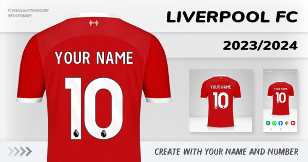create Liverpool FC jersey 2023/2024 with your name and number letters numbers font ttf nameset avatar wallpaper custom personalized