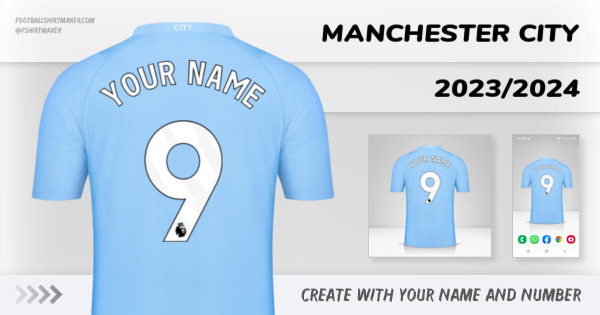 create Manchester City shirt 2023/2024 with your name and number letters numbers font ttf nameset avatar wallpaper custom personalized