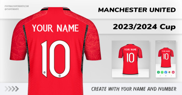 create Manchester United shirt 2023/2024 Cup with your name and number letters numbers font ttf nameset avatar wallpaper custom personalized