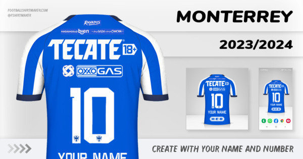create Monterrey shirt 2023/2024 with your name and number letters numbers font ttf nameset avatar wallpaper custom personalized