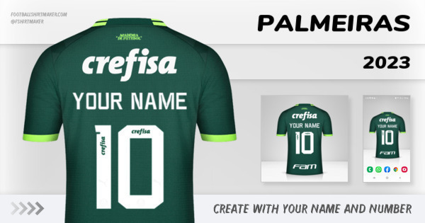 create Palmeiras jersey 2023 with your name and number letters numbers font ttf nameset avatar wallpaper custom personalized