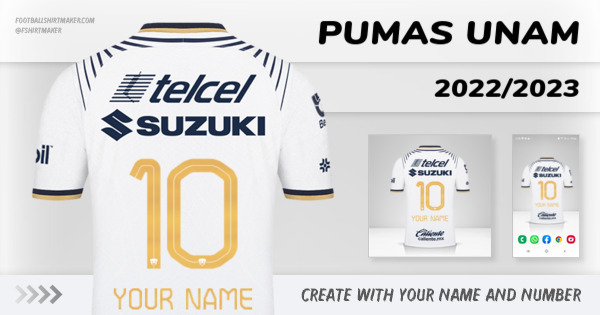 create Pumas UNAM jersey 2022/2023 with your name and number letters numbers font ttf nameset avatar wallpaper custom personalized