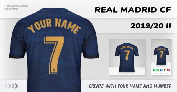 create Real Madrid CF jersey 2019/20 II with your name and number letters numbers font ttf nameset avatar wallpaper custom personalized
