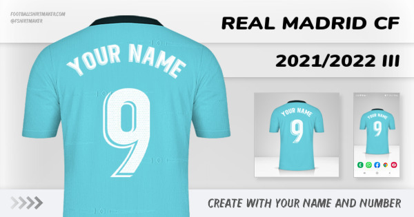 create Real Madrid CF jersey 2021/2022 III with your name and number letters numbers font ttf nameset avatar wallpaper custom personalized