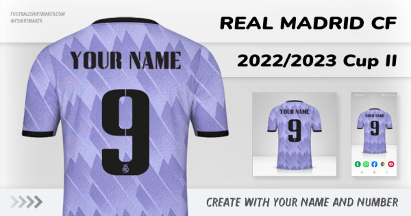 create Real Madrid CF shirt 2022/2023 Cup II with your name and number letters numbers font ttf nameset avatar wallpaper custom personalized