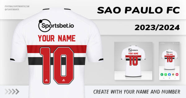 create Sao Paulo FC shirt 2023/2024 with your name and number letters numbers font ttf nameset avatar wallpaper custom personalized