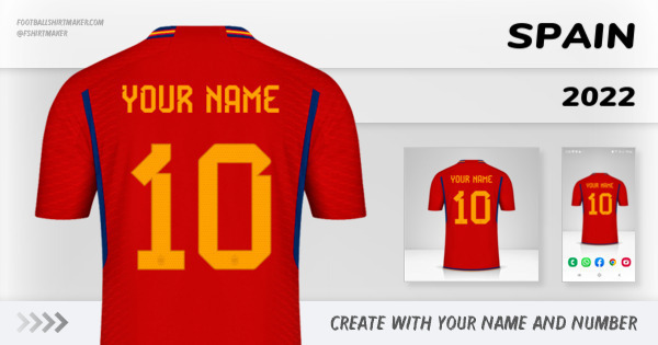 create Spain jersey 2022 with your name and number letters numbers font ttf nameset avatar wallpaper custom personalized