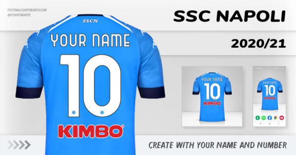 create SSC Napoli jersey 2020/21 with your name and number letters numbers font ttf nameset avatar wallpaper custom personalized